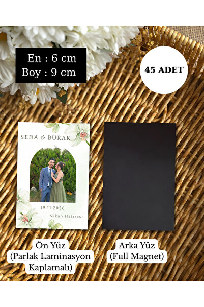 Renkia Studio 45 ADET Fotoğraflı Magnet Nikah Hediyeliği – Kişiye Özel İsimli...