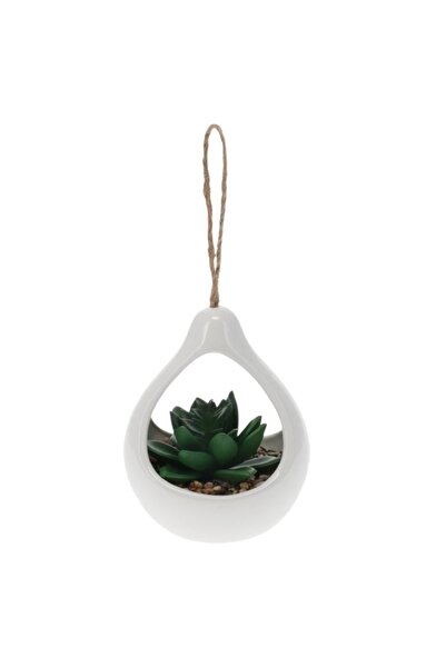Koopman Artificial Succulent Plant, in white ceramic drop-shaped support, 14 ...