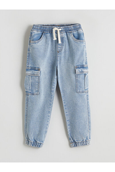 LC Waikiki Pantaloni cargo din denim pentru băieți cu talie cu curea