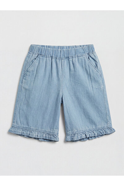 LC Waikiki Pantaloni scurți din denim pentru fete, cu volane, croială normală
