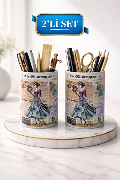 LE PARİS 2’li Set Vintage Metal Çok Amaçlı Organizer | Kalemlik | Diş Fırçalı...