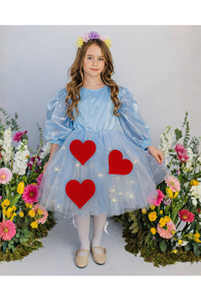fustite cu luminite Μπλε Φωτιζόμενο Φόρεμα με Βελούδο, με Καρδιές - 3-4 ετών ...