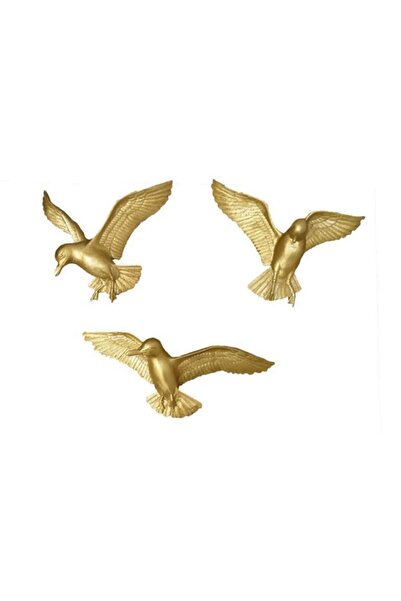 Vivense KUŞ ÜÇLÜ DUVAR SÜSÜ, GOLD