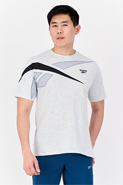 Reebok Men Sportswear Fit Short Sleeve Outdoor T-Shirt, Light Grey