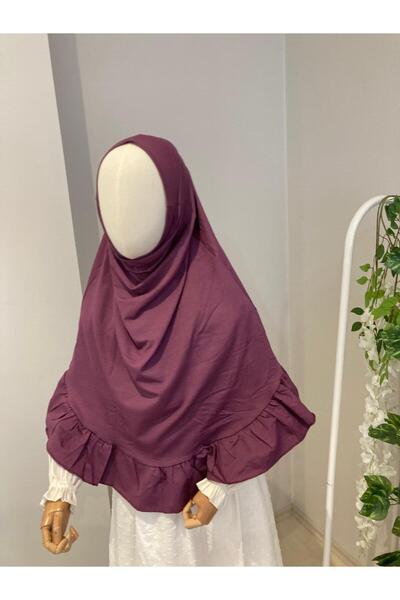 UHDE STORE حجاب عملي للفتيات، مصنوع من القطن الجاهز للارتداء، مريح ومزين بكشكشة.