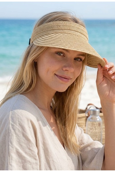 LAGRANZE Riviera Women's Sun Visor Hat Straw Look Adjustable Summer Beach Visor