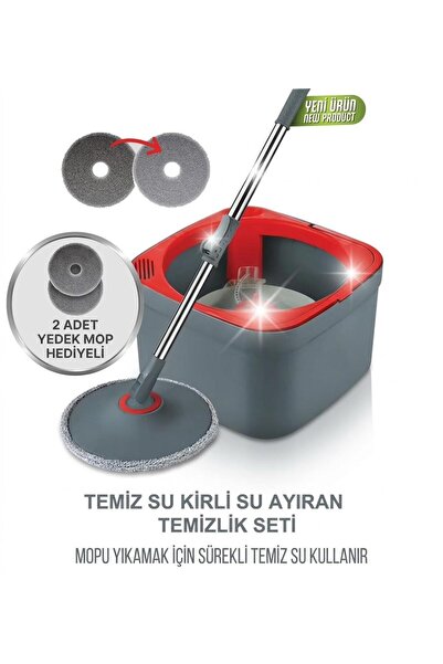 ST ambalaj ve temizlik Temiz Su/Kirli Su Ayıran Mop Seti (+2 yedek bez hediyeli)