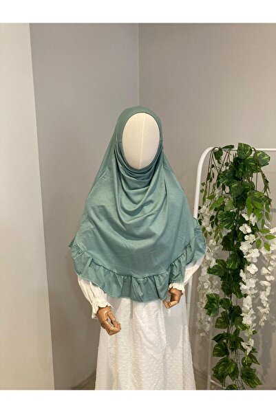UHDE STORE حجاب عملي للفتيات، مصنوع من القطن الجاهز للارتداء، مريح ومزين بكشكشة.
