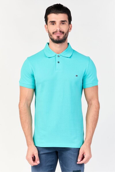 Tommy Hilfiger Men Regular Fit Embroidered Logo Short Sleeves Polo Shirt, Tur...