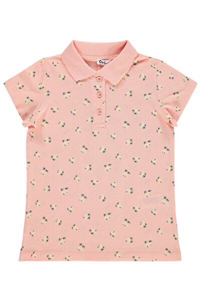 Civil Girls Girl's Leaf and Flower Patterned T-Shirt for 10-13 Years - Powder