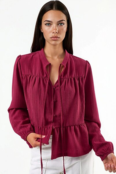 Hiccup Long Sleeve Ruffled Collar Blouse