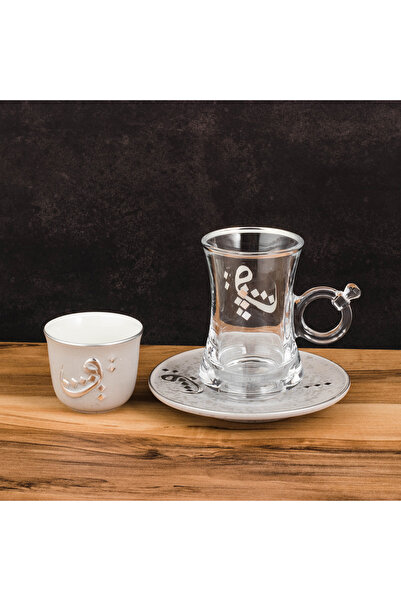 Dania طقم ضيافة فاخر - 18 قطعة (6 أكواب قهوة + 6 أكواب شاي + 6 صحون شاي)