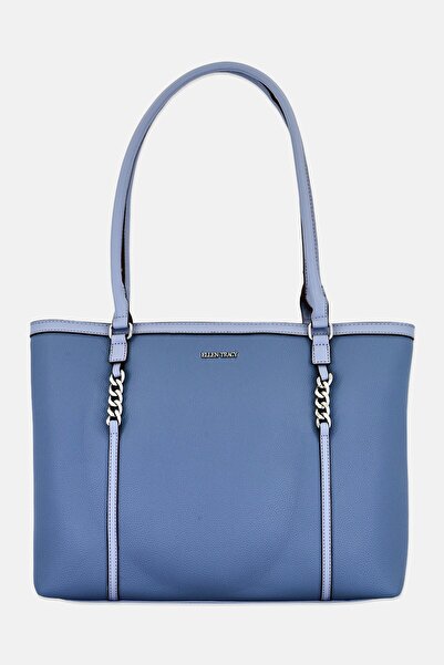 Ellen Tracy Women Chunky Chain Detail Tote Bag, Slate Blue