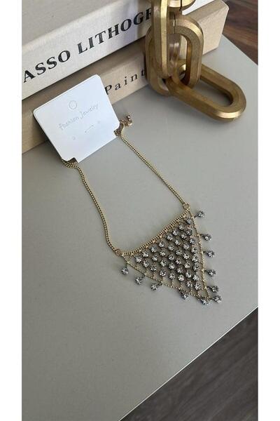 MENESSA Stone triangle necklace - gold