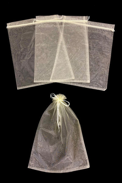 ZEYMERADE Cream Organza Transparent Tulle Towel Slippers Prayer Mat Bundle Do...