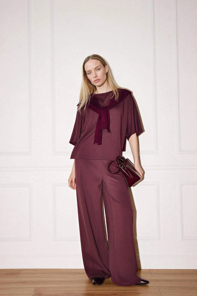 DeFacto H0143Axbn277 Burgundy Straight Fit Straight Leg Trousers