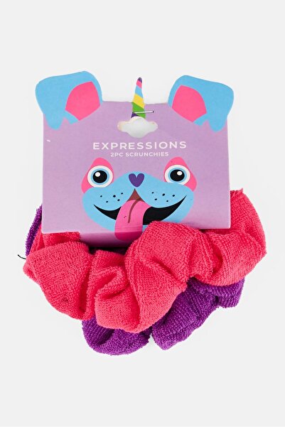 Expressions Kids Girl 2 Pcs Scrunchies, Multicolor