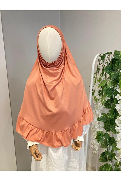 UHDE STORE Kız Çocuk Pratik Başörtü, Hazır Geçmeli Pamuklu Rahat Fırfırlı