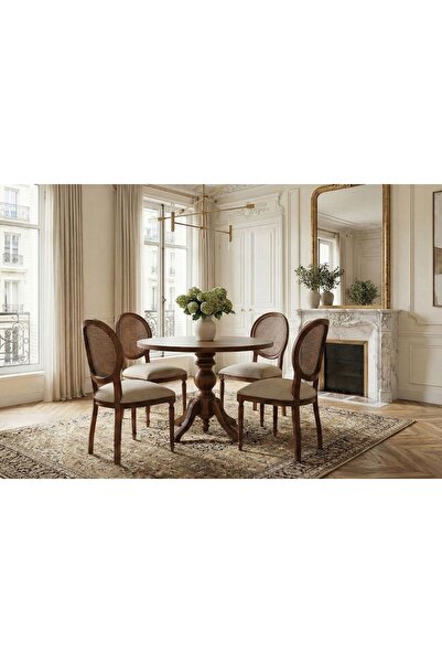 Vivense Orlando Yuvarlak Masa Takımı, Ceviz, 100 Cm