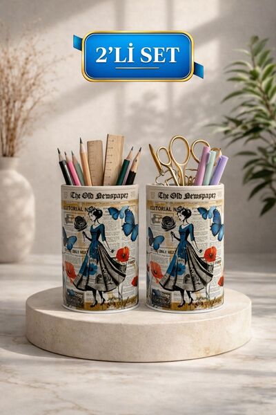 LE PARİS 2’li Set Vintage Metal Çok Amaçlı Organizer | Kalemlik | Diş Fırçalı...