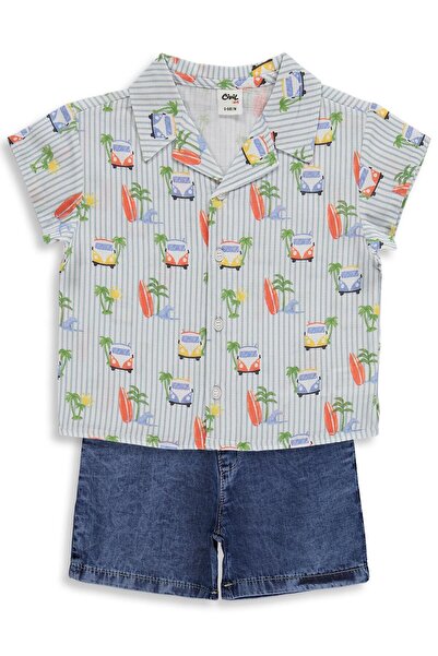 Civil Baby Erkek Bebek Araba Empirme 6-18 Ay Takım - Mavi