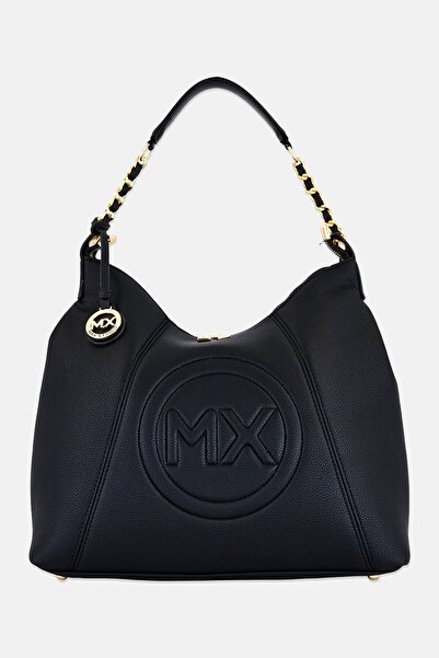 Max Studio Women Signature Logo Pebble Grain Hobo Bag, Black