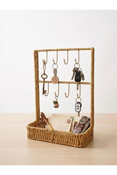 ZeDesign Wicker Hanging Organizer Basket Makeup Accessories Jewelry Stand