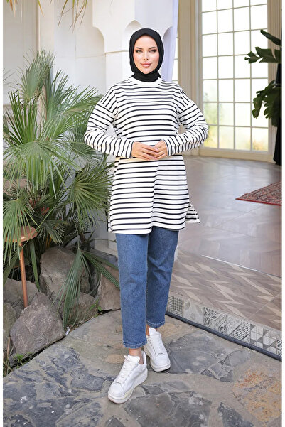 sefamerve Striped Sports Tunic 71295-01 Black