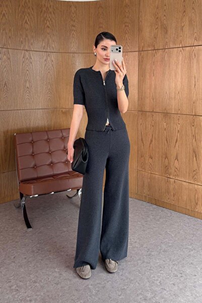 HAZELANNA Çift Fermuarlı Antrasit İkili Takım