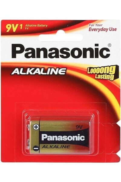 PANASONIC بطاريات قلوية 9 فولت، عبوة فردية، 6LR61T/1B