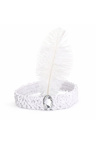 kumkumticaret White Feathered Retro Charleston Hairband - 70S-80S-90S Party C...