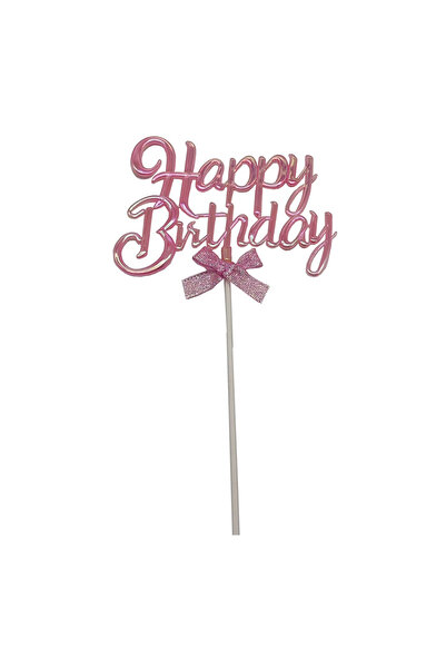 Mirific Party Pink Cake Topper, 21 cm, Glow in the Dark, Happy Birthday