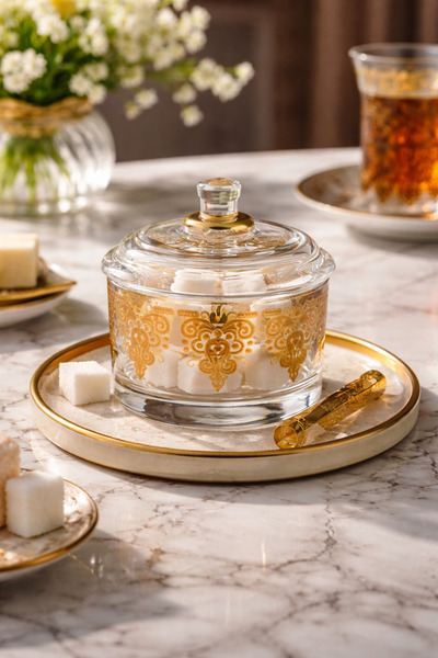 Dania Luxurious Glass Decanter with Gold Engraving – a Touch of Authentic Tur...