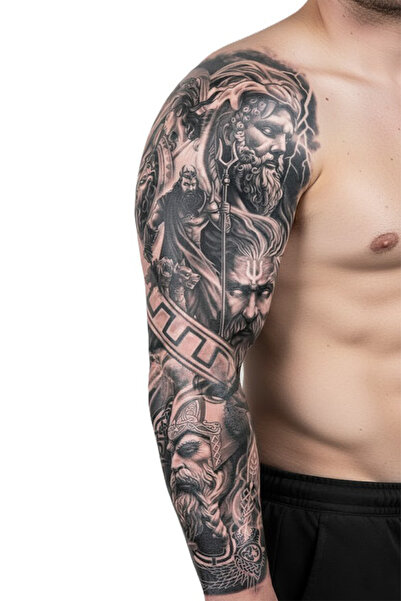 pivok Geçici Kol kaplama-odin ve viking savaşçı dövmesi