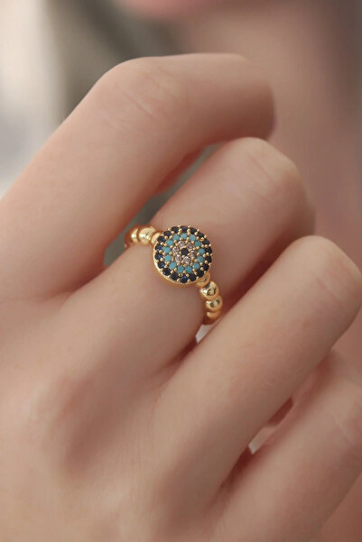 Marsilyan Nvdn- İetaks ™   Gold Color Evil Eye Bead Figure Zircon Stone Detai...