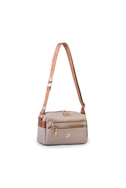 Nas Bag Women's Multi-Compartment Medium Size Cross Shoulder Bag Sand Tan Vic...