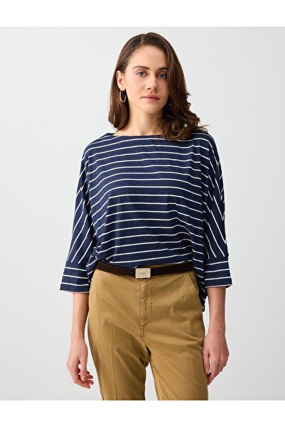 Jimmy Key Μπλουζάκι σε μπλε ναυτικό χρώμα, με άνετη εφαρμογή, τριών τετάρτων ...