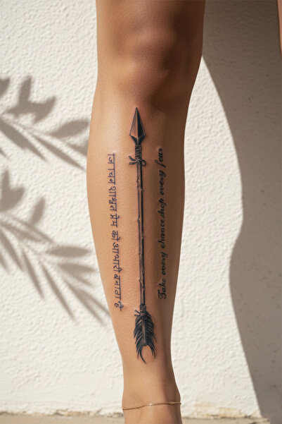 pivok Mistik Ok ve "Take Every Chance" Yazılı Motto Tattoo - Yarı Kalıcı / 1 ...