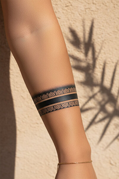pivok Etnik Desenli Geometrik Kol ve Bilek Bandı Tattoo - Yarı Kalıcı / 1 Ay ...