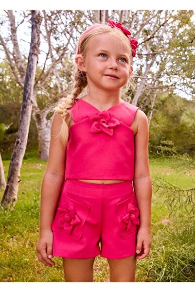 MAYORAL Κοριτσίστικο σετ σορτς με φλοράλ σχέδια, 4-8 ετών, φούξια