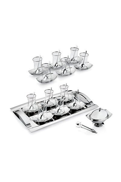 Schafer Allure Çelik Çay Seti 40 Parça-Gümüş