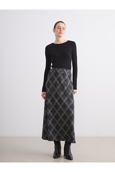 LC Waikiki Elastic Waist Argyle Skirt
