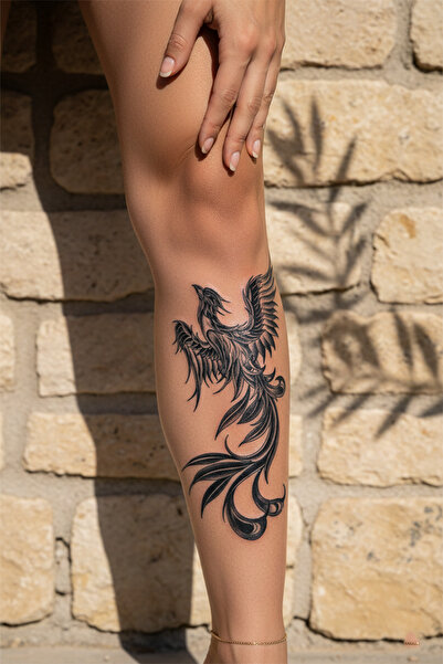 pivok Mistik Anka Kuşu ve Akışkan Formlu Sanatsal Tattoo Dövme - Yarı Kalıcı ...