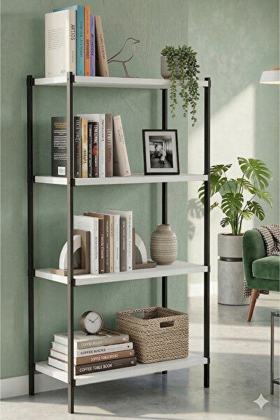 HomeSide 4 Raflı Modern Kitaplık Ayakkabılık Banyo Düzenleyici Klasörlük Deko...