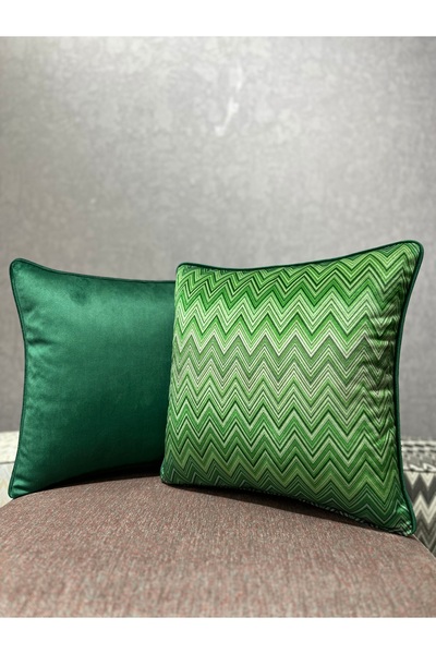 Fabricland CHEVRON-116 VERDE SMARALD COMBINAȚIE DUBLĂ 43X43 HUSĂ DE PROTECȚIE