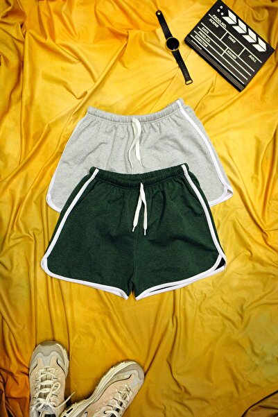 Gollinger Σετ 2 τεμαχίων, γκρι-πράσινο χρώμα, με λευκές λωρίδες, χτενισμένο β...