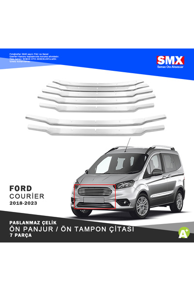 semax Ford Courier Krom Ön Panjur VE ALT CITASI 7 Parça 2018-2023 Arası UYUMLU