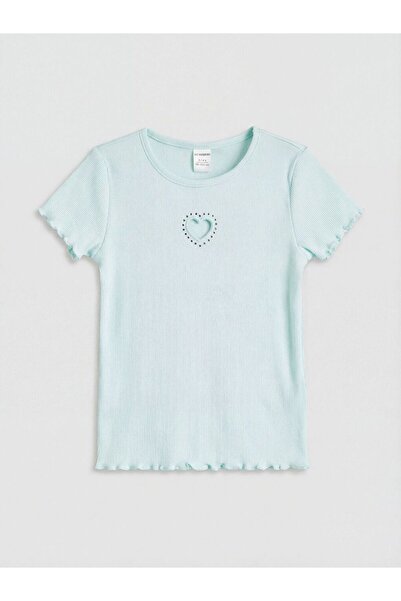 LC Waikiki Κεντημένο κοριτσίστικο μπλουζάκι LCW Kids Crew Neck