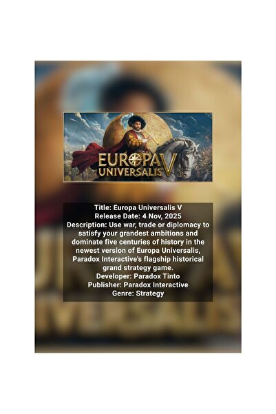 OEM Poster Infografic Europa Universalis V, Strategie Grand Strategy, Carton ...