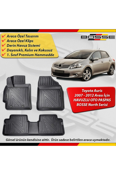 BOSSE North Toyota Auris Paspas Araca Özel Paspas 2007 - 2012 Arası Derin Hav...